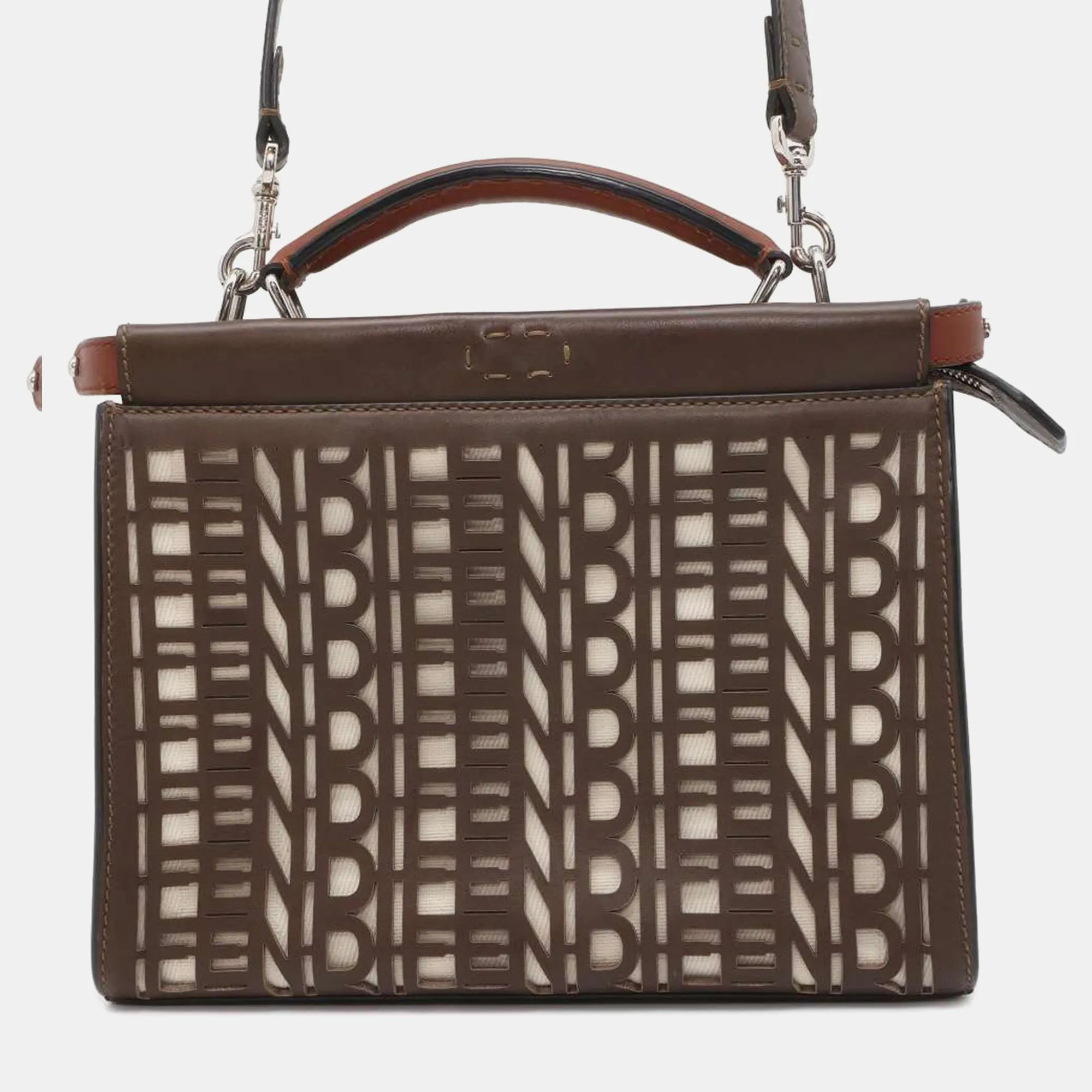 Brown Leather Peekaboo Fit Mini Bag