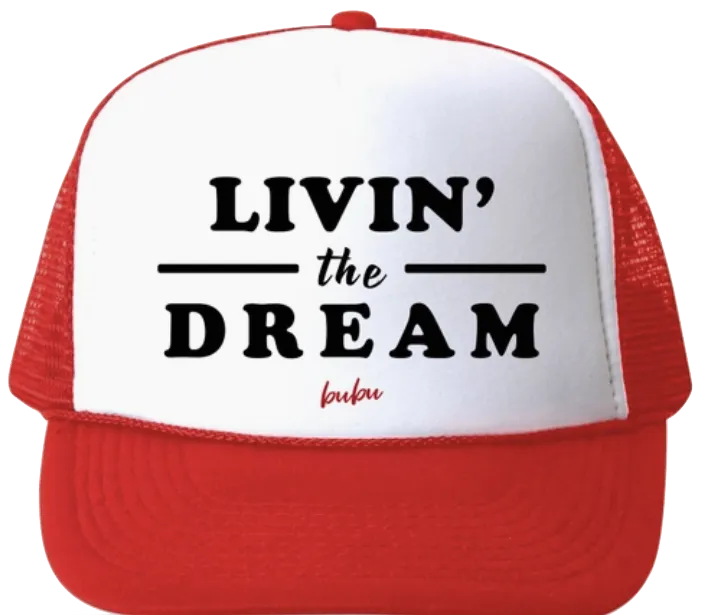 Bubu - Baby/Toddler/Kids Trucker Hats - Livin' The Dream in Red/White