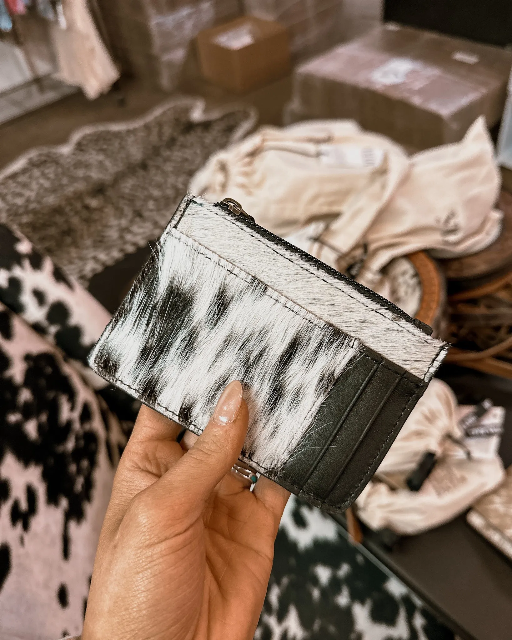 Cowhide Card Holder: Black