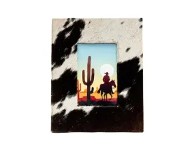 Cowhide Picture Frame: Black