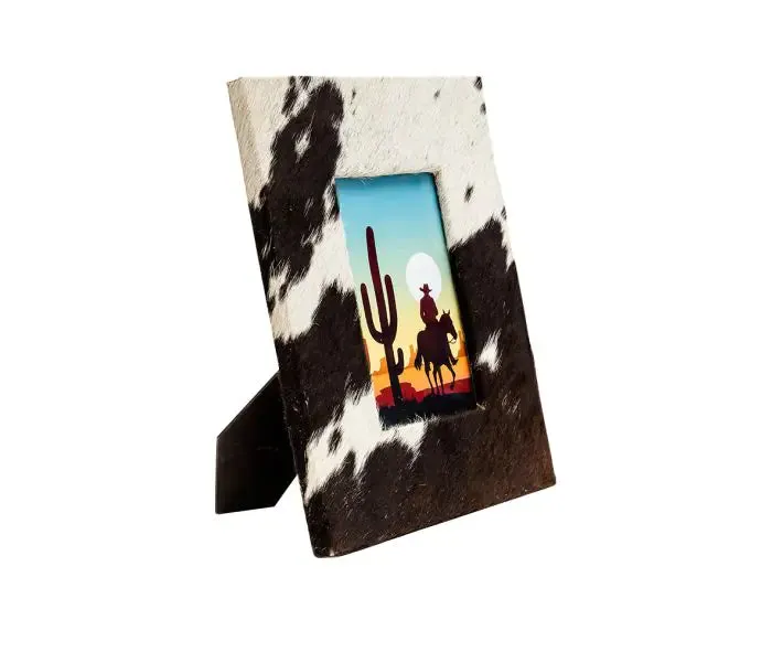 Cowhide Picture Frame: Black