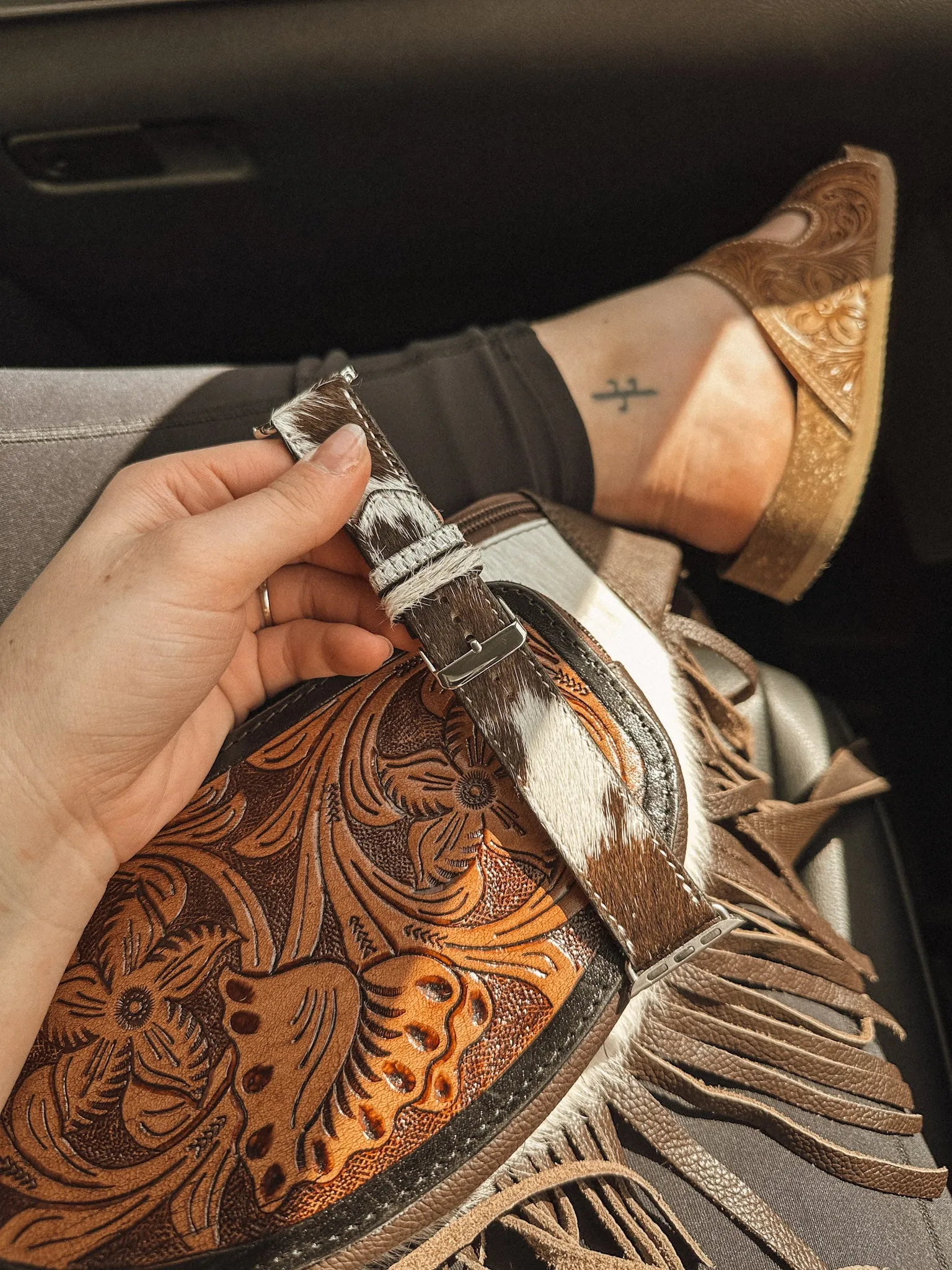 Cowhide Watch Band: Black