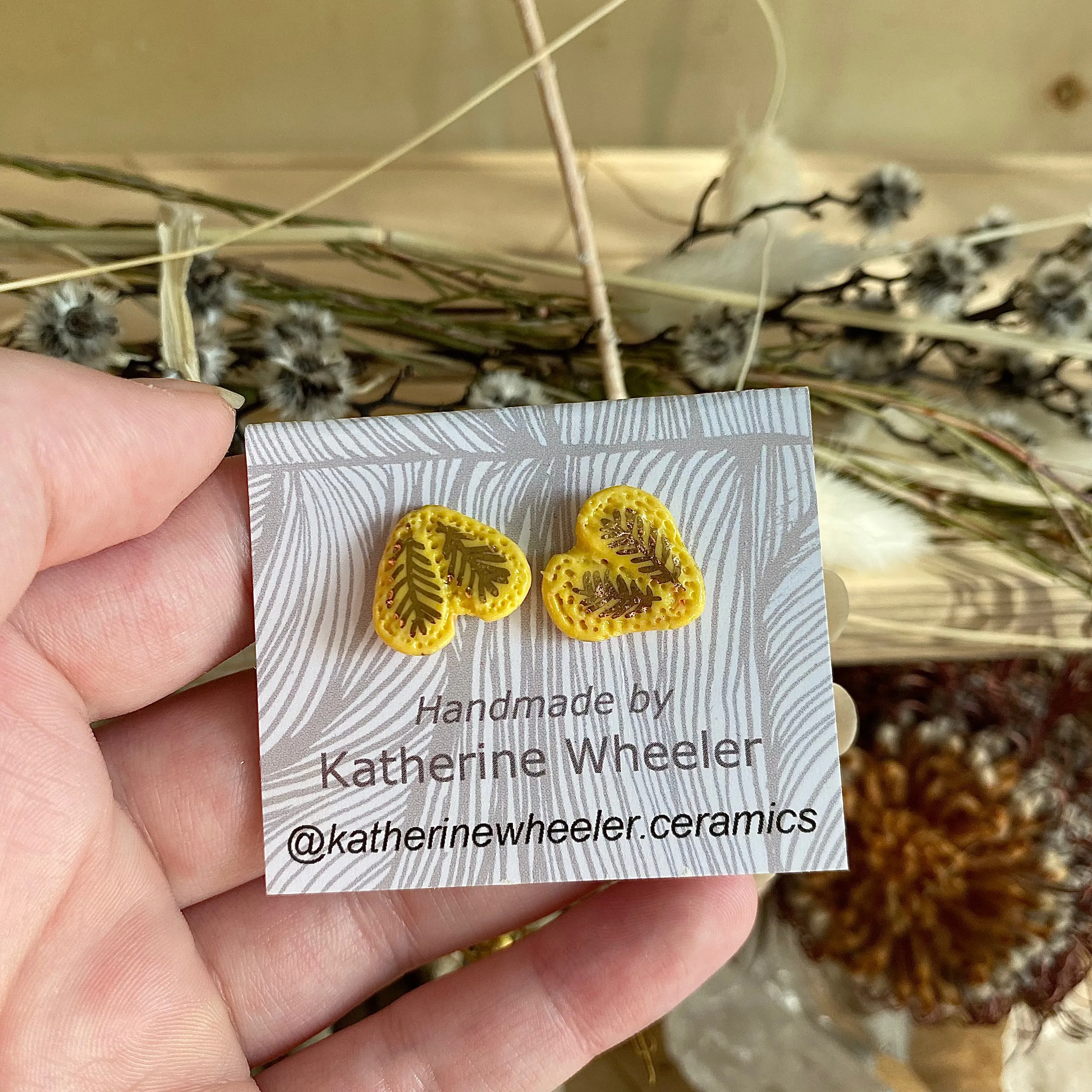 Hand Painted Yellow ‘Wings’ Studs ~ Pick a Pair