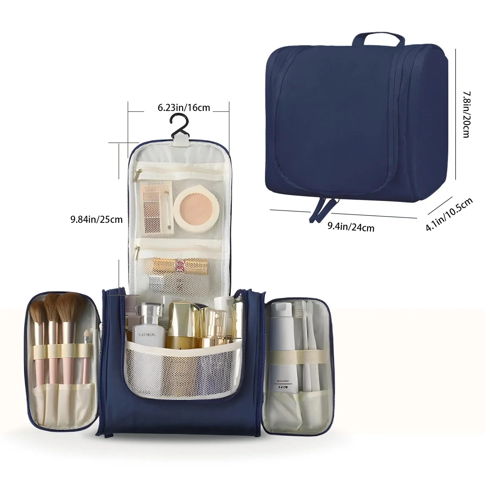 Hanging Travel Toiletry Bag for Men and Women,Compact Makeup Bag,Water-Resistant,Shower Bag for Essentials,Shaving Bag, Organizer Bag(BLUE)