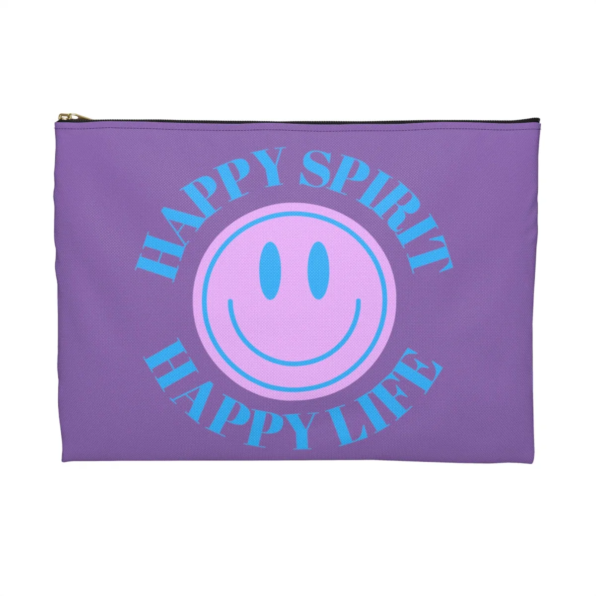 Happy Spirit Happy Life Accessory Pouch, Y2K Pouch, Vsco Girl Make Up Bag, Tumblr Smile Bag, Purple Case, Pencil Case, Travel Case,