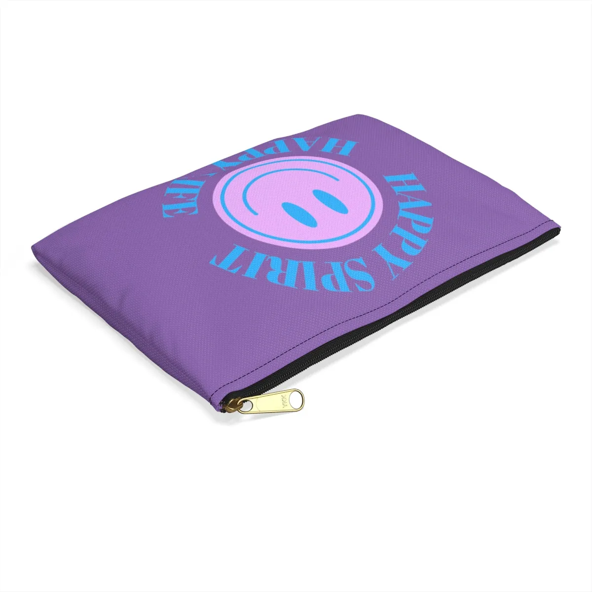Happy Spirit Happy Life Accessory Pouch, Y2K Pouch, Vsco Girl Make Up Bag, Tumblr Smile Bag, Purple Case, Pencil Case, Travel Case,
