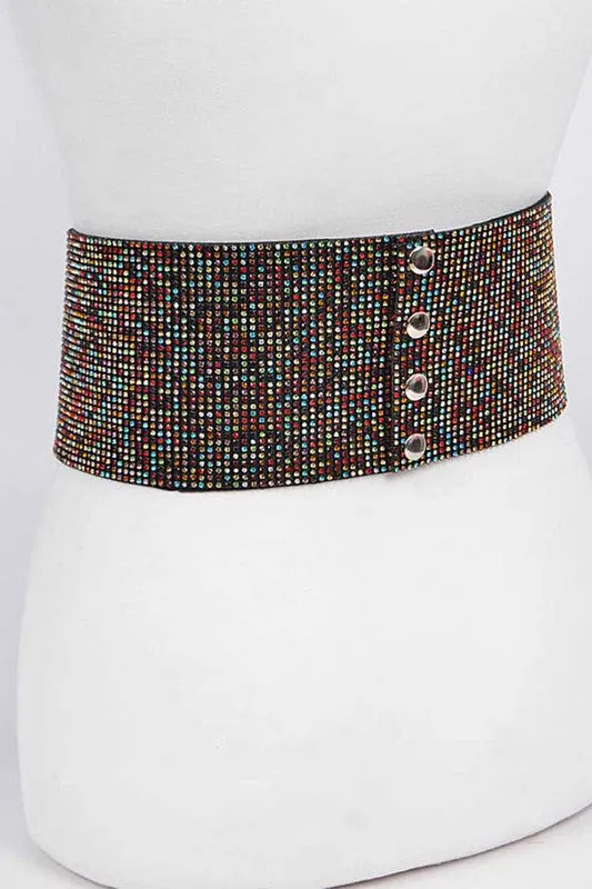 Rhinestone Snap Closure Iconic Tie Belt