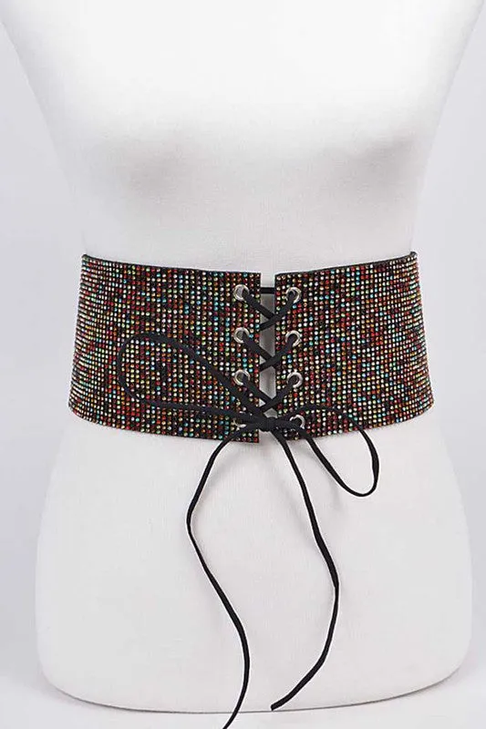 Rhinestone Snap Closure Iconic Tie Belt