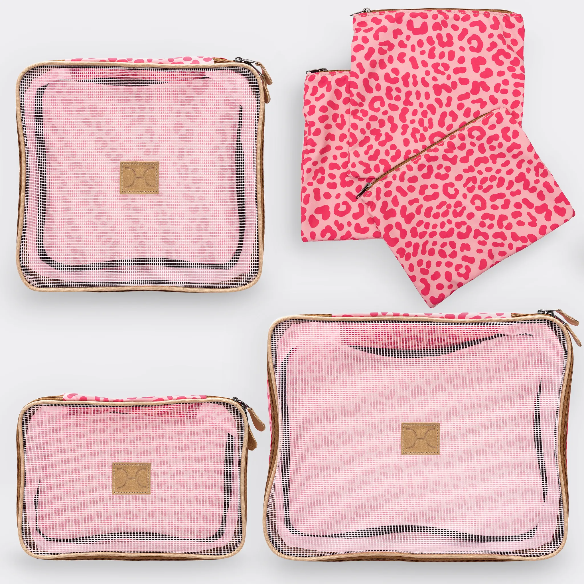 Travel Luggage Organizer Pods Pink Animal Print