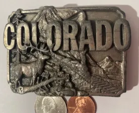 Vintage 1983 Pewter Belt Buckle, Colorado, Siskiyou, Made in USA, Quality, Heavy Duty, Fashion, Belts, Shelf Display, Collectible