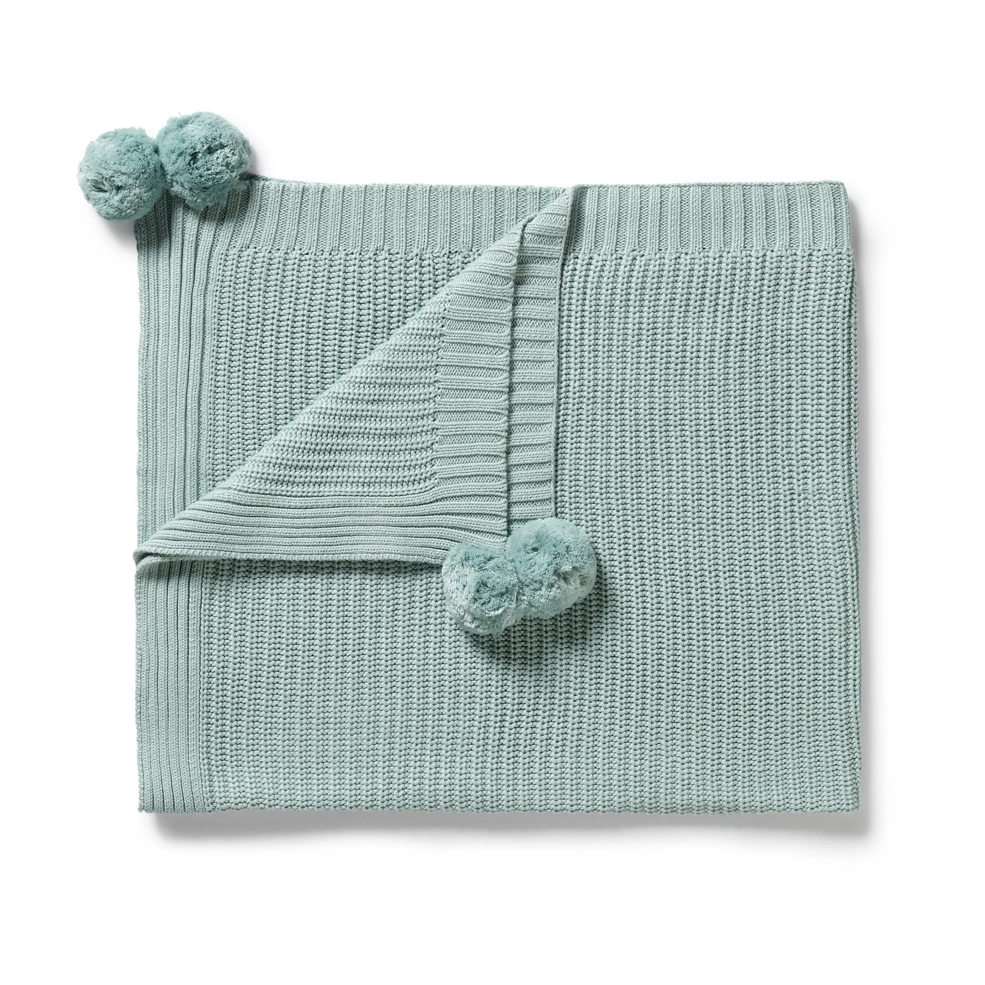 Wilson and Frenchy Organic Knitted Blanket - Duck Egg